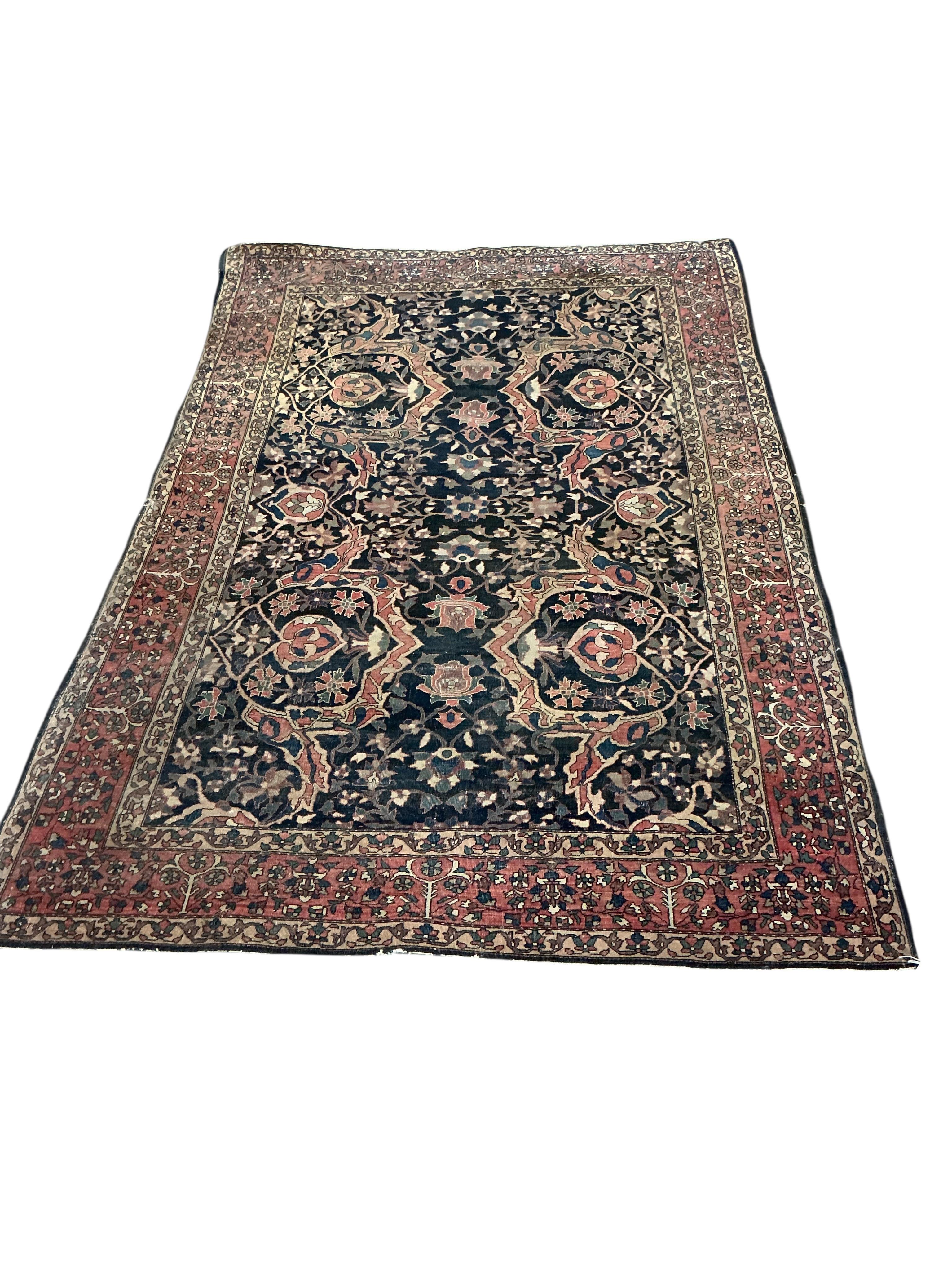 A North West Persian blue ground rug, 196 x 134cm